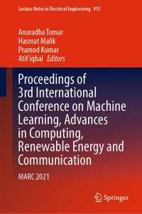 Proceedings of 3rd International Conference on Machine Learning, Advances in Computing, Renewable Energy and Communication : MARC 2021