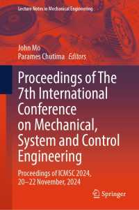 Proceedings of The 7th International Conference on Mechanical, System and Control Engineering : Proceedings of ICMSC 2024, 20-22 November, 2024