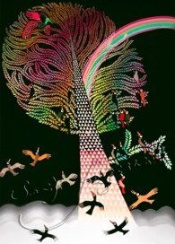 藤城清治：ジクレー版画　眠りの森の虹（受注生産商品：納期３か月程度）