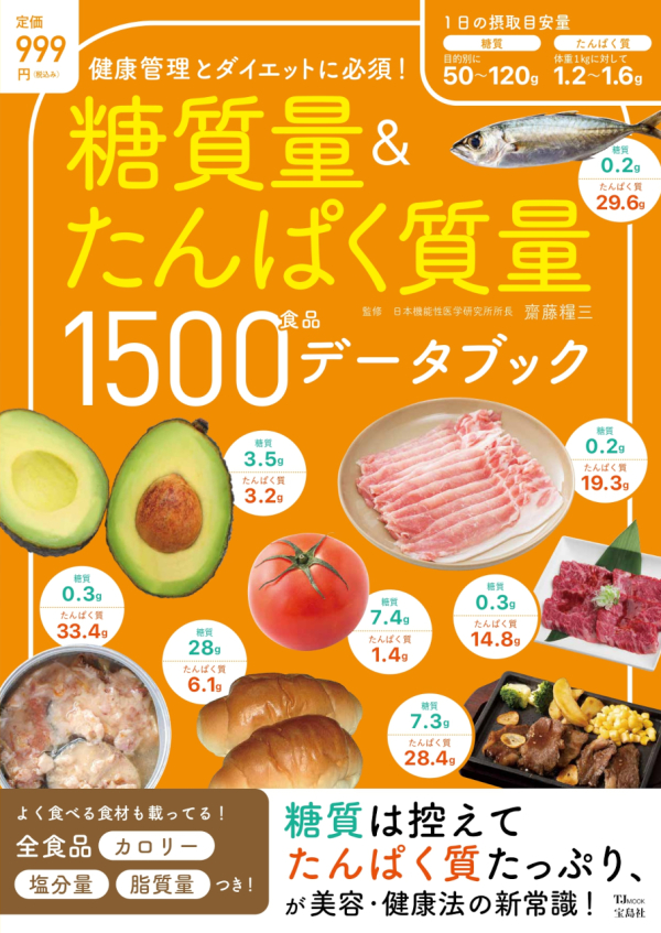 ＴＪ　ＭＯＯＫ<br> 糖質量＆たんぱく質量１５００食品データブック_1