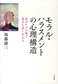 モラル・ハラスメントの心理構造 - 見せかけの愛で相手を苦しめる人