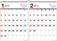 書き込み式シンプル２ヵ月カレンダー（Ａ３）【Ｋ５】 〈２０２２年〉 ［カレンダー］