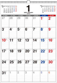 ［カレンダー］<br> 書き込み式月曜始まりシンプルカレンダー（Ｂ３タテ）【Ｋ１２】 〈２０２２年〉