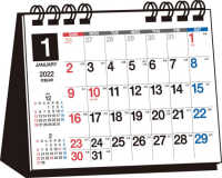 シンプル卓上カレンダー（Ａ７ヨコ変型）【Ｔ１】 〈２０２２年〉 ［カレンダー］