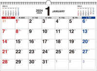 書き込み式シンプルカレンダー（Ａ３ヨコ）【Ｋ４】 〈２０２４年〉 ［カレンダー］