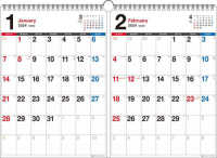 書き込み式シンプル２ヵ月カレンダー（Ａ３）【Ｋ５】 〈２０２４年〉 ［カレンダー］