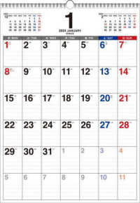 書き込み式月曜始まりシンプルカレンダー（Ｂ３タテ）【Ｋ１２】 〈２０２４年〉 ［カレンダー］