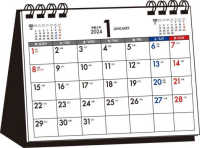 ［カレンダー］<br> シンプル卓上カレンダー月曜始まり（Ａ６ヨコ）【Ｔ５】 〈２０２４年〉