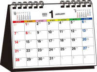 ［カレンダー］<br> シンプル卓上カレンダー（Ｂ６ヨコ／カラー）【Ｔ７】 〈２０２４年〉