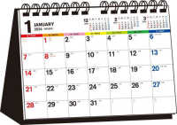 ［カレンダー］<br> シンプル卓上カレンダー（Ａ５ヨコ／カラー）【Ｔ１２】 〈２０２４年〉