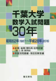 千葉大学数学入試問題３０年 - 昭和６２年（１９８７）～平成２８年（２０１６）