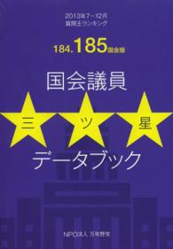 国会議員三ツ星データブック 〈１８４．１８５国会版〉 - 質問王ランキング ２０１３年７～１２月